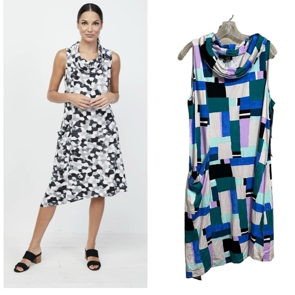 * New Liv by Habitat Sz SM COWL NECK GEOMETRIC Dress
